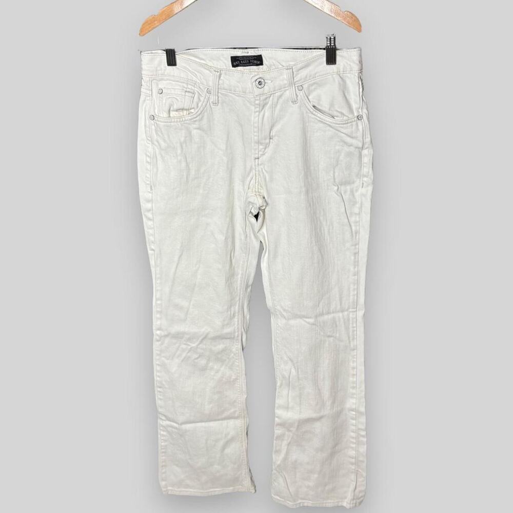 James Jeans Dry Aged Denim White Flare Leg Jeans Women’s Size 29 Made in USA